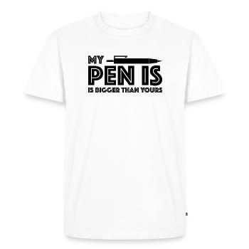 Mon stylo est plus grand que le vôtre - T-shirt Premium bio Homme - blanc - Devant - Nico (187cm)