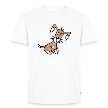 chien assis mignon petit chiot heureux animal de compagnie - T-shirt Premium bio Homme - blanc - Devant - Nico (187cm)