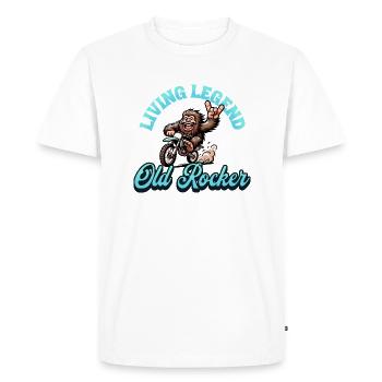 Légende vivante Old Rocker - Retraité Bigfoot - T-shirt Premium bio Homme - blanc - Devant - Nico (187cm)