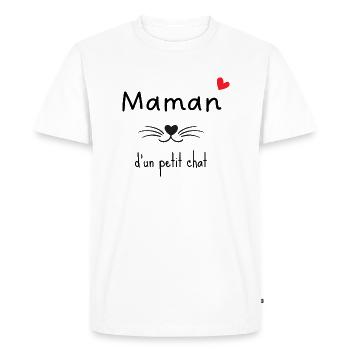 Maman d’un petit chat - assorti petit bébé - T-shirt Premium bio Homme - blanc - Devant - Nico (187cm)