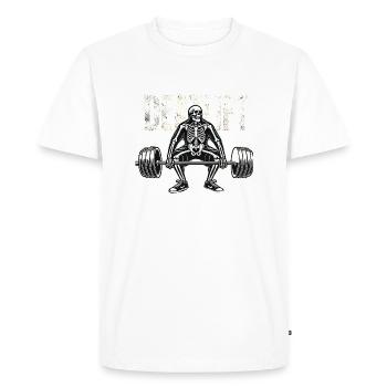 Deadlift – Train Hard or Die Trying - Men's Premium Organic T-Shirt - white - Front - Nico (187cm)
