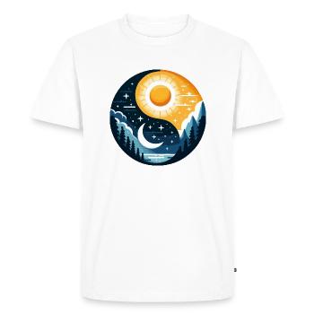 Yin Yang Soleil et Lune - T-shirt Premium bio Homme - blanc - Devant - Nico (187cm)
