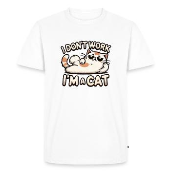 I Don't Work, I'm a Cat 😼✨ - Men's Premium Organic T-Shirt - white - Front - Nico (187cm)