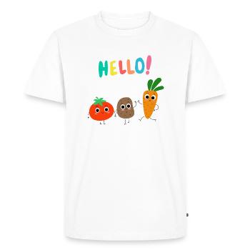 Funny Vegetables Say Hello – Fresh and Cheeky - Men's Premium Organic T-Shirt - white - Front - Nico (187cm)