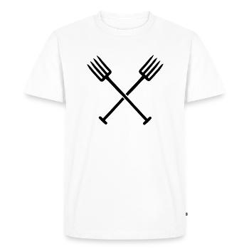 Fourche à foin - T-shirt Premium bio Homme - blanc - Devant - Nico (187cm)
