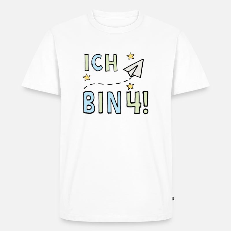 Ich bin vier - Männer Premium Bio T-Shirt - Weiß