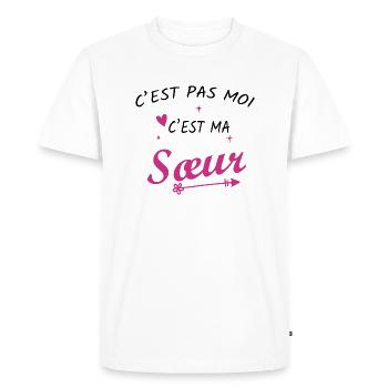 C'est pas moi c'est ma Sœur - Humour - T-shirt Premium bio Homme - blanc - Devant - Nico (187cm)