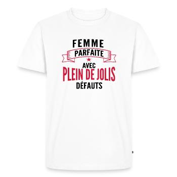 femme parfaite - humour - T-shirt Premium bio Homme - blanc - Devant - Nico (187cm)