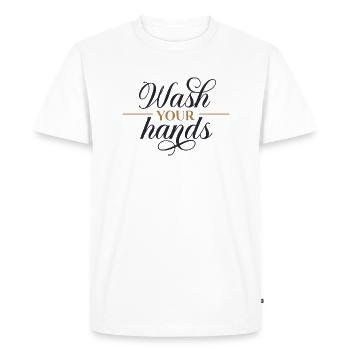 Wash your hands - Men's Premium Organic T-Shirt - white - Front - Nico (187cm)
