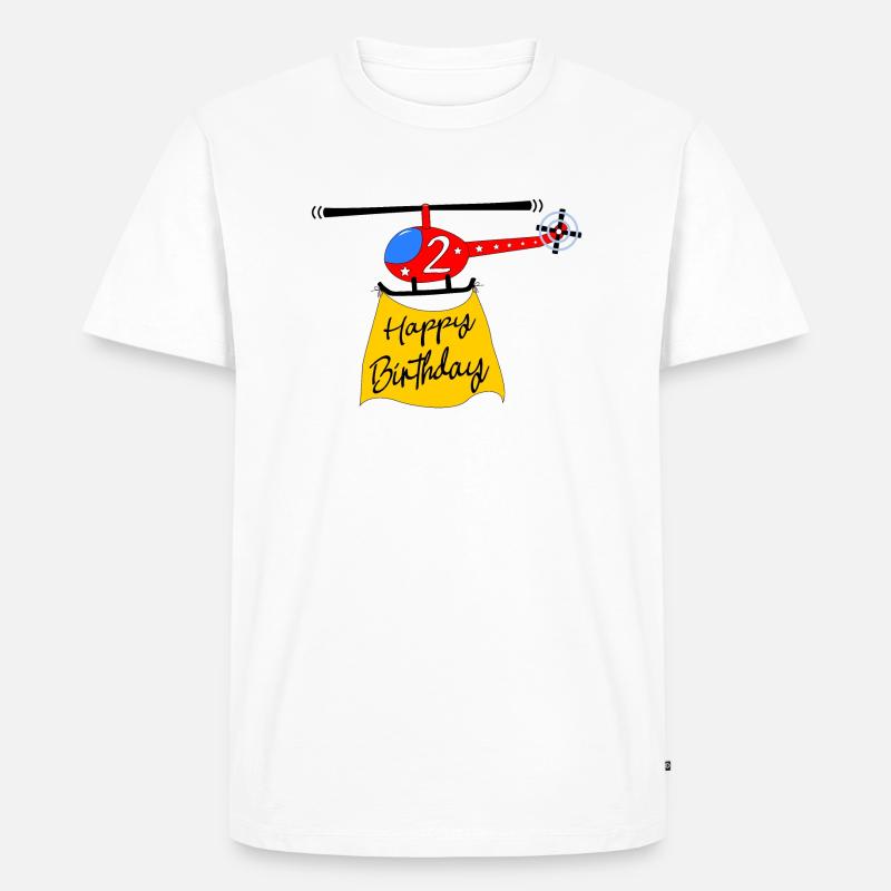 Hélicoptère Joyeux anniversaire 2 - T-shirt Premium bio Homme - blanc
