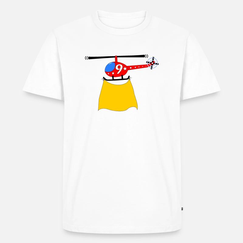 Hélicoptère Anniversaire 9 - T-shirt Premium bio Homme - blanc