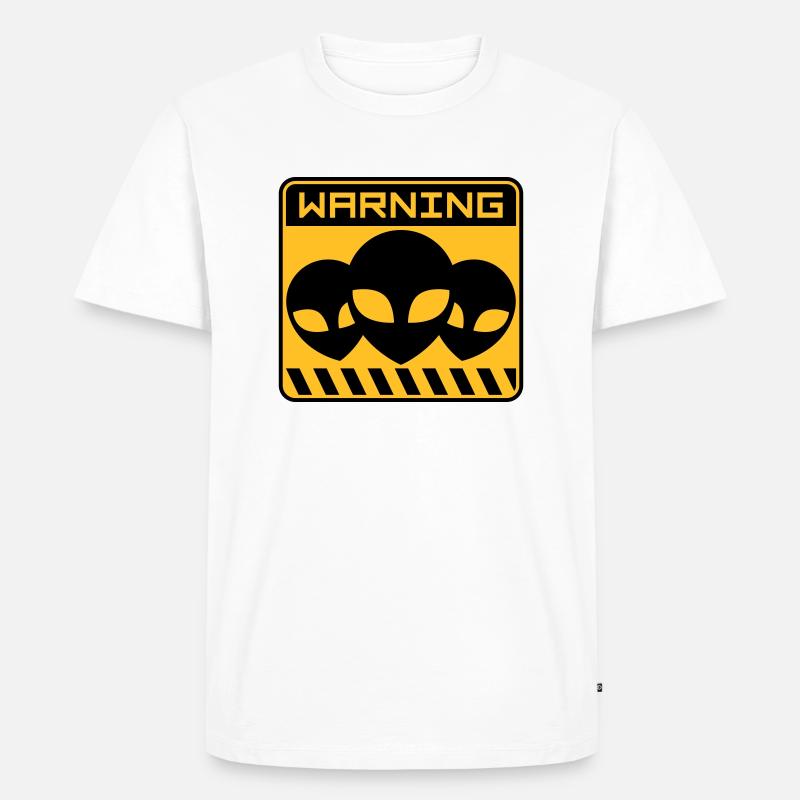 Warning Alien Design Schild - Männer Premium Bio T-Shirt - Weiß