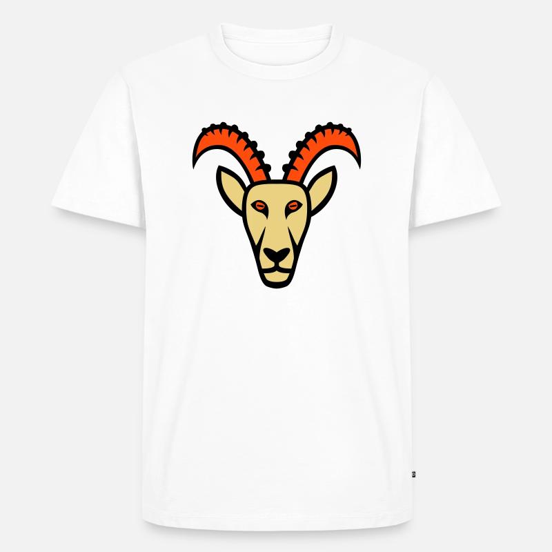 Steinbock Maskottchen Logo - Männer Premium Bio T-Shirt - Weiß