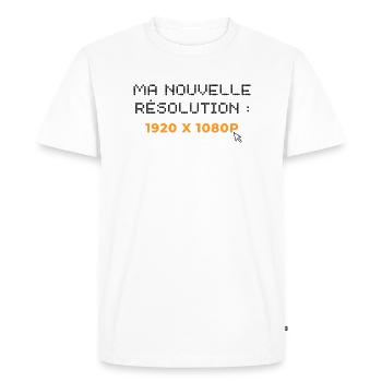 Résolution Gamer 1920x1080p : T-shirt Humoristique - T-shirt Premium bio Homme - blanc - Devant - Nico (187cm)
