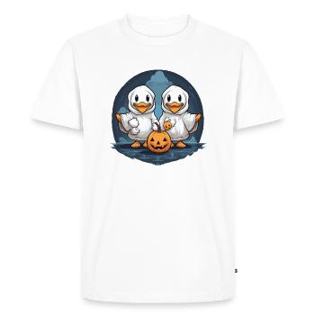 Halloween Geese Collecting Candy Trick or Treat - Men's Premium Organic T-Shirt - white - Front - Nico (187cm)