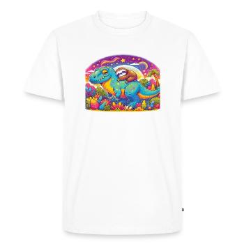 Sleeping sloth on a dinosaur - Men's Premium Organic T-Shirt - white - Front - Nico (187cm)