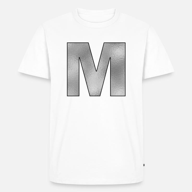 Buchstabe M Silber - Männer Premium Bio T-Shirt - Weiß