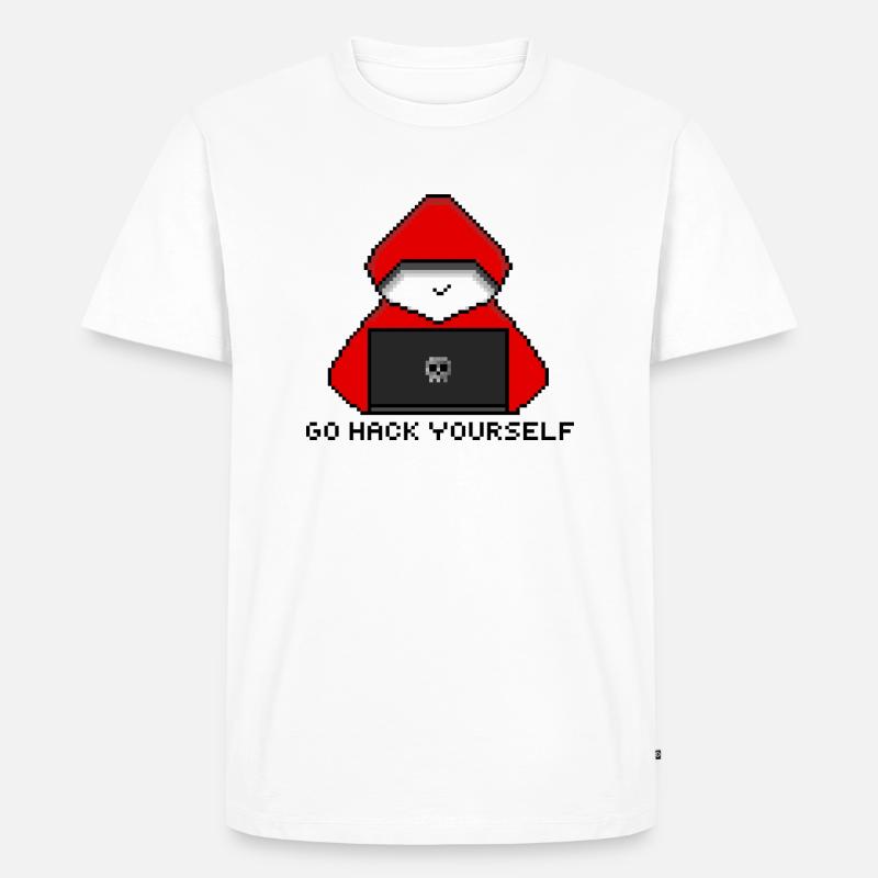 Go Hack Yourself Pixel Art - Männer Premium Bio T-Shirt - Weiß