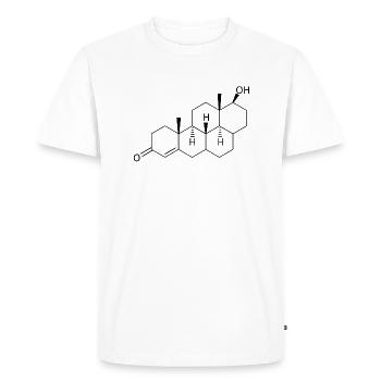 Formule structurelle de testostérone | Fitness, Gym, Protéines - T-shirt Premium bio Homme - blanc - Devant - Nico (187cm)