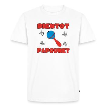 BIENTOT PAPOUNET - T-shirt Premium bio Homme - blanc - Devant - Nico (187cm)