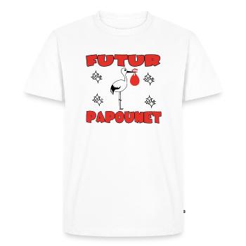 FUTUR PAPOUNET - T-shirt Premium bio Homme - blanc - Devant - Nico (187cm)
