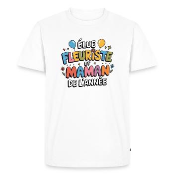Elu fleuriste et maman de l'année - T-shirt Premium bio Homme - blanc - Devant - Nico (187cm)