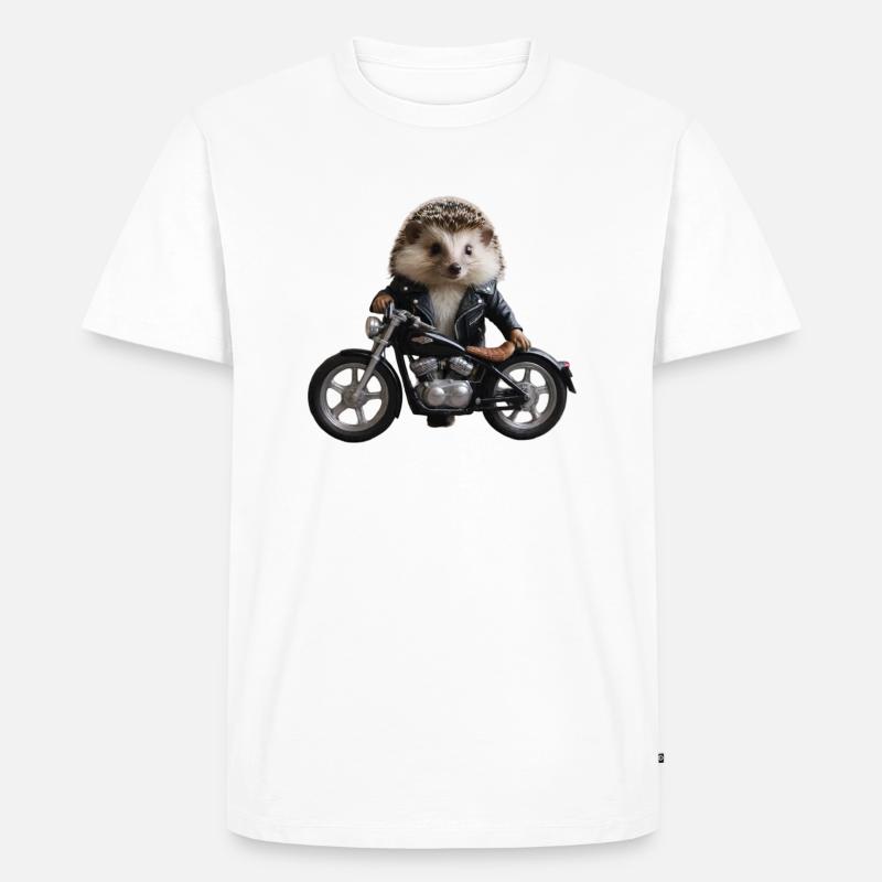 Biker-Igel - Männer Premium Bio T-Shirt - Weiß