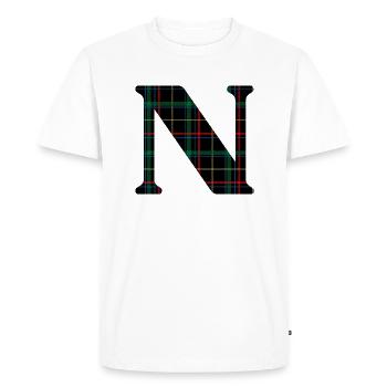 Monogramme n tartan écossais - T-shirt Premium bio Homme - blanc - Devant - Nico (187cm)