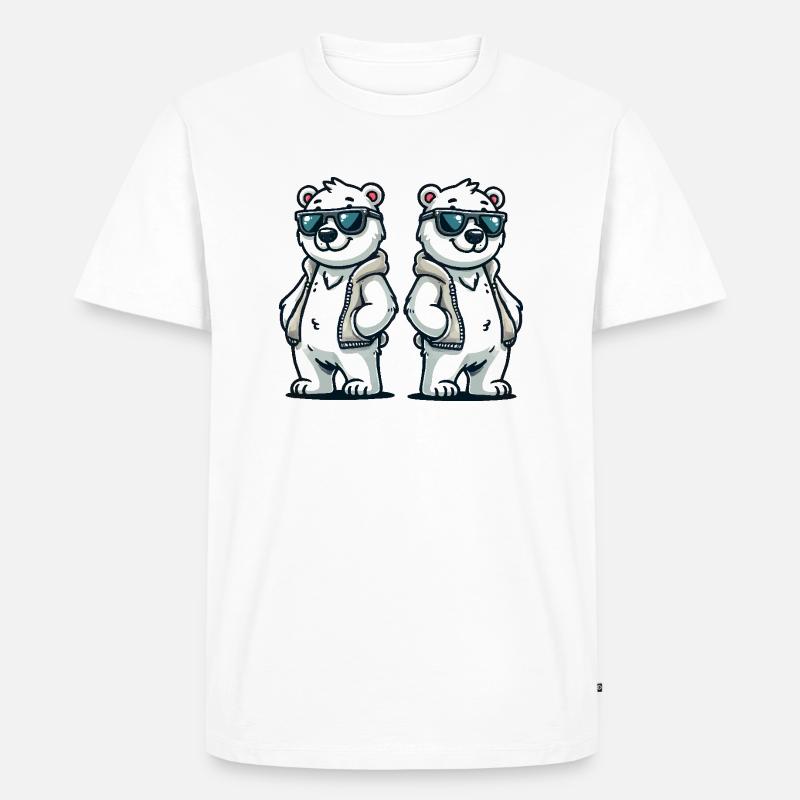 Eisbär Comic - Männer Premium Bio T-Shirt - Weiß
