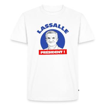 Jean Lassalle - Président ! - 2027 - T-shirt Premium bio Homme - blanc - Devant - Nico (187cm)