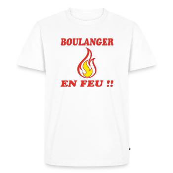 BOULANGER EN FEU !! - T-shirt Premium bio Homme - blanc - Devant - Nico (187cm)