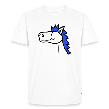 Cheval Mignon Poney Poulain Cheveux longs Mignon Bande dessinée - T-shirt Premium bio Homme - blanc - Devant - Nico (187cm)