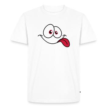 Visage comique souriant Langue froide qui dépasse - T-shirt Premium bio Homme - blanc - Devant - Nico (187cm)