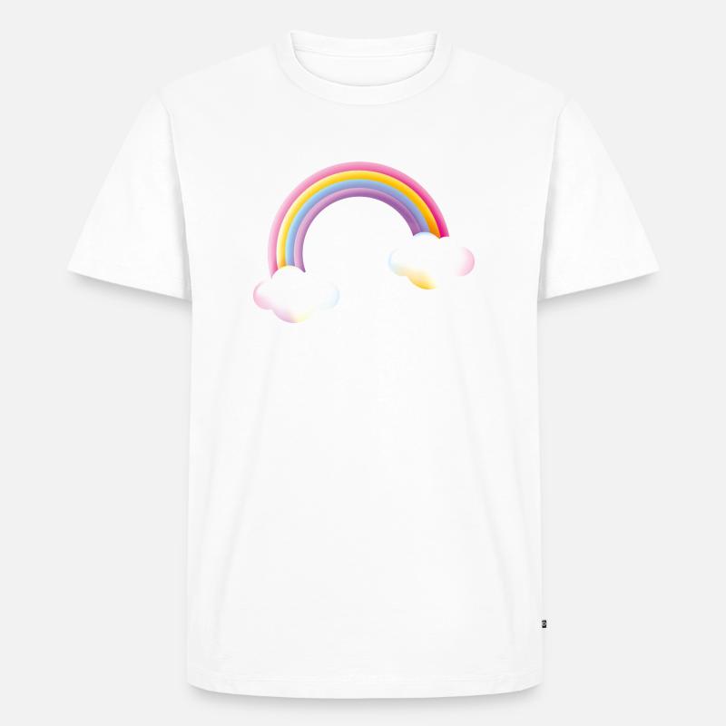 Smiley Rainbow - Männer Premium Bio T-Shirt - Weiß