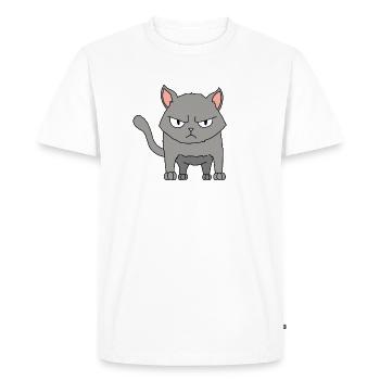 Chat en colère - T-shirt Premium bio Homme - blanc - Devant - Nico (187cm)