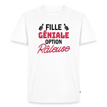 Fille géniale option râleuse - T-shirt Premium bio Homme - blanc - Devant - Nico (187cm)