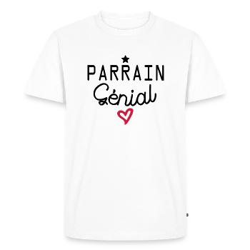 parrain génial - T-shirt Premium bio Homme - blanc - Devant - Nico (187cm)