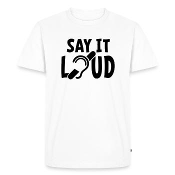 Audience limitée. Audition limitée, malentendante, sourde - T-shirt Premium bio Homme - blanc - Devant - Nico (187cm)
