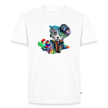 Chat coloré - T-shirt Premium bio Homme - blanc - Devant - Nico (187cm)