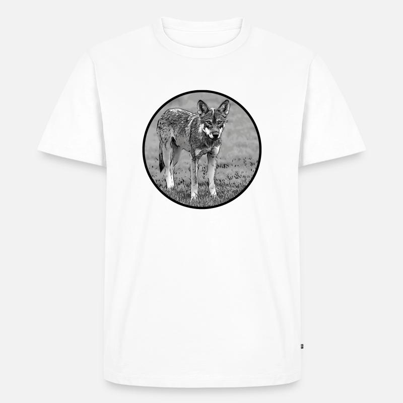 Wolf - Männer Premium Bio T-Shirt - Weiß