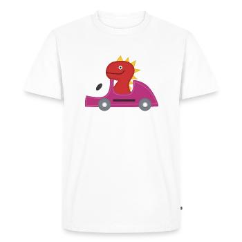 Red dinosaur and pink swagg car - Men's Premium Organic T-Shirt - white - Front - Nico (187cm)