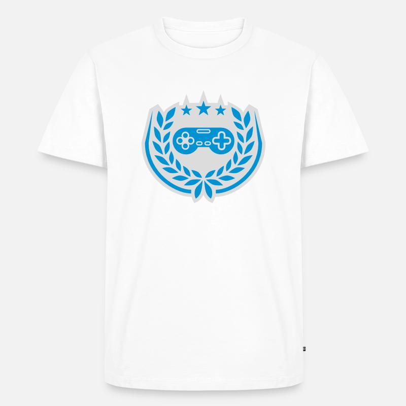 Controller Retro Sterne Lorbeerkranz - Männer Premium Bio T-Shirt - Weiß