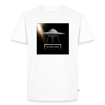 We Come in Peace - Men's Premium Organic T-Shirt - white - Front - Nico (187cm)