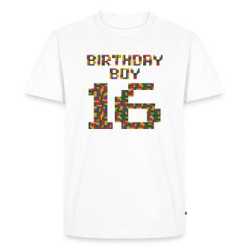 Cute 16th Birthday Gift 16 Year Old Block Building - Men's Premium Organic T-Shirt - white - Front - Nico (187cm)