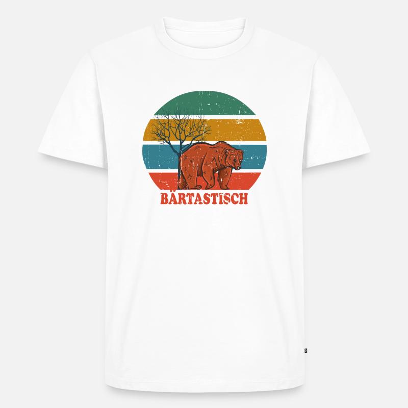 Retro Bear Bärtastisch - Männer Premium Bio T-Shirt - Weiß