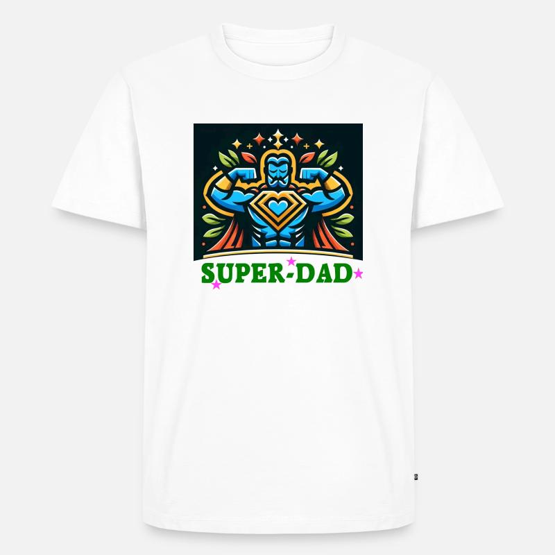 Super-Dad-Held - Männer Premium Bio T-Shirt - Weiß