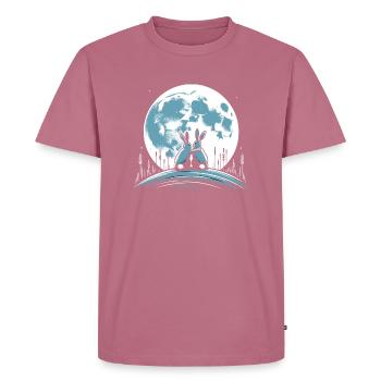 Bunnies hugging moon rabbit full moon - Men's Premium Organic T-Shirt - mauve - Front - Nico (187cm)