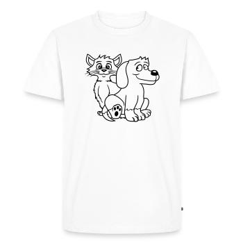 Chien Chat Deux Amis Équipe Chaton 2 Duo Équipage - T-shirt Premium bio Homme - blanc - Devant - Nico (187cm)