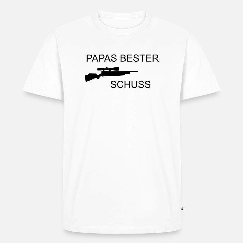 Papas bester Schuss - Männer Premium Bio T-Shirt - Weiß