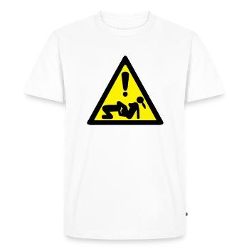sexe amour couple panneau danger position - T-shirt Premium bio Homme - blanc - Devant - Nico (187cm)